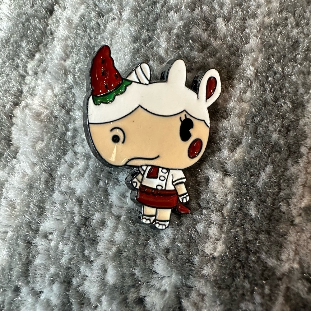 Animal Crossing Pin New Horizons Merengue Enamel Strawberry Rhino Bag Pin Cute
